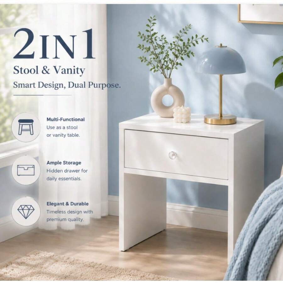 Furniture Hardware Parts - 2-in-1 수납 스툴 & 나이트스탠드, 크리스탈