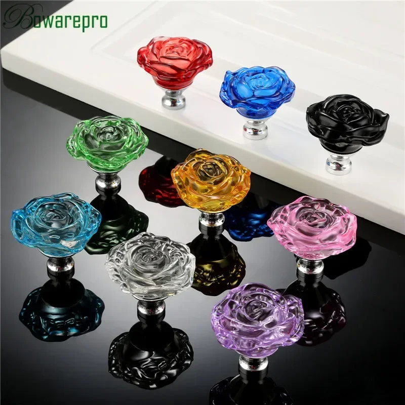 Bowarepro 50MM 크리스탈 로즈 유리 손잡이  - Furniture Hardware Parts 리뷰 및 가격