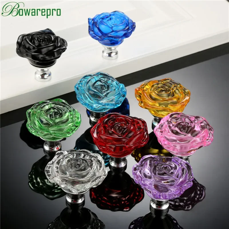 Bowarepro 50MM 크리스탈 로즈 유리 손잡이  - Furniture Hardware Parts 리뷰 및 가격