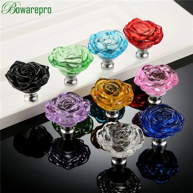 Bowarepro 50MM 크리스탈 로즈 유리 손잡이  - Furniture Hardware Parts 리뷰 및 가격