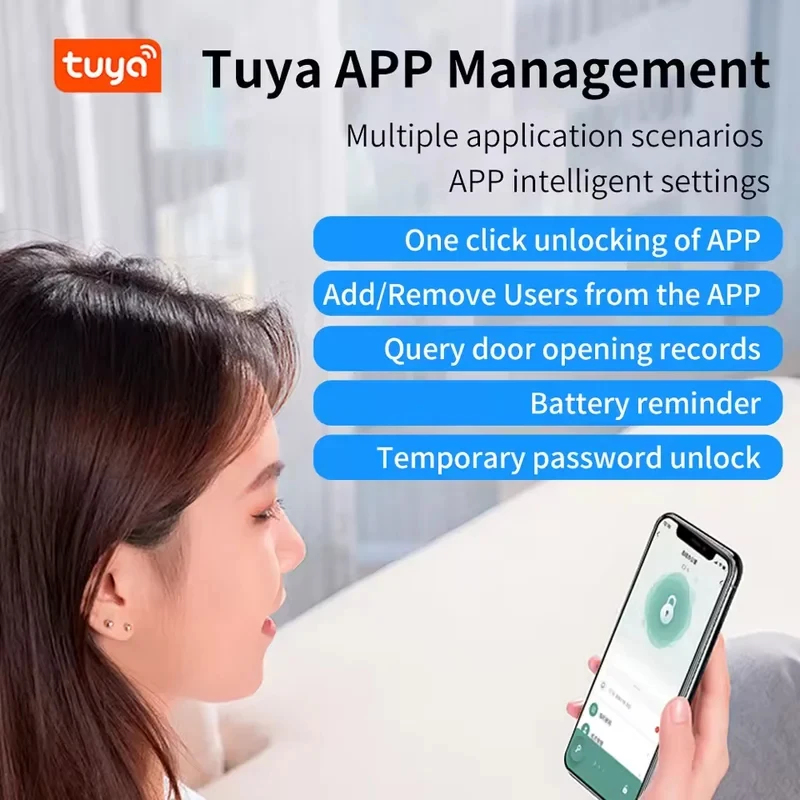 Tuya App 블루투스 스마트 지문 도어 잠금 장치  - Door Handle Bar 리뷰 및 가격