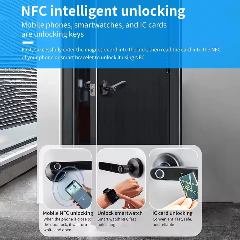 Tuya App 블루투스 스마트 지문 도어 잠금 장치  - Door Handle Bar 리뷰 및 가격