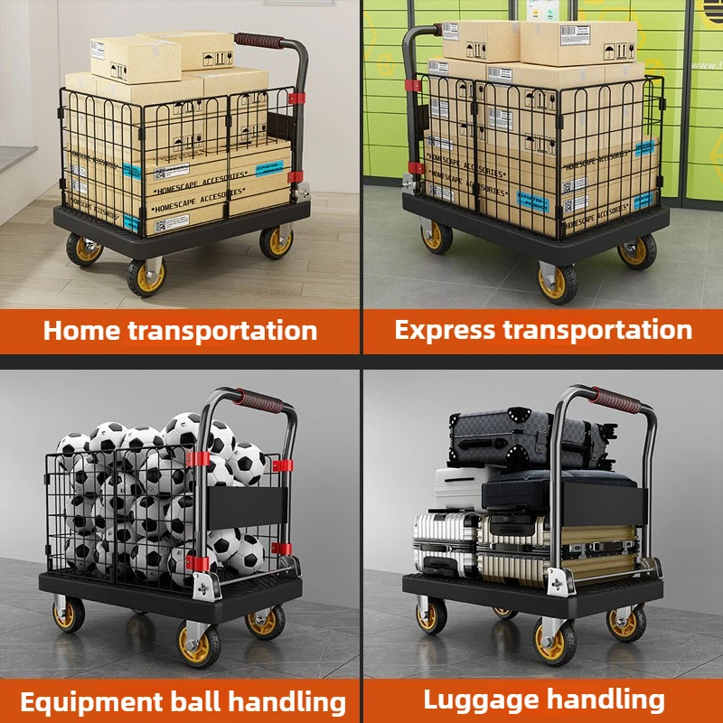 접이식 무소음 플랫베드 카트 가정용 손수레 운반용 사륜 - Furniture Hardware Parts 리뷰 및 가격